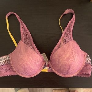 Floreat by Anthropologie Purple Lace Bra 34C